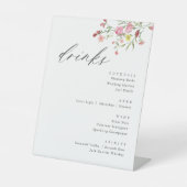 Whimsical Wildflower Bruiloft Drinken Teken Reclamebord Met Voetstuk (Voorkant)