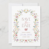 Whimsical Wildflower bruiloft | Foto De datum opsl Aankondiging (Voorkant)