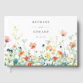 Whimsical Wildflower bruiloft gastenboek (Voorkant)