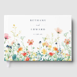 Whimsical Wildflower bruiloft gastenboek