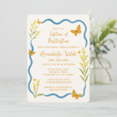 Whimsical Wildflower Butterfly Chic Vrijgezellenfe Kaart (Staand voorkant)