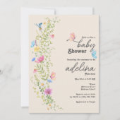 Whimsical Wildflower Butterfly Garden Baby shower Kaart (Voorkant)