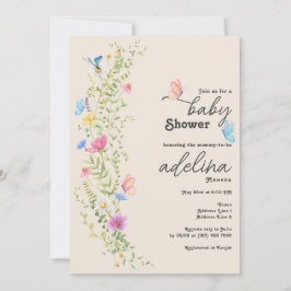 Whimsical Wildflower Butterfly Garden Baby shower Kaart