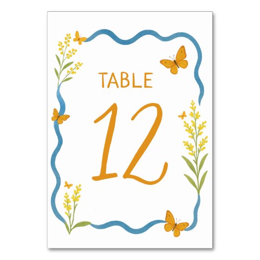 Whimsical Wildflower Butterfly Hand getrokken brui Kaart (Voorkant)