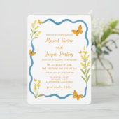 Whimsical Wildflower Butterfly Hand getrokken brui Kaart (Staand voorkant)