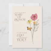 Whimsical Wildflower Butterfly Maid of Honor Kaart (Voorkant)