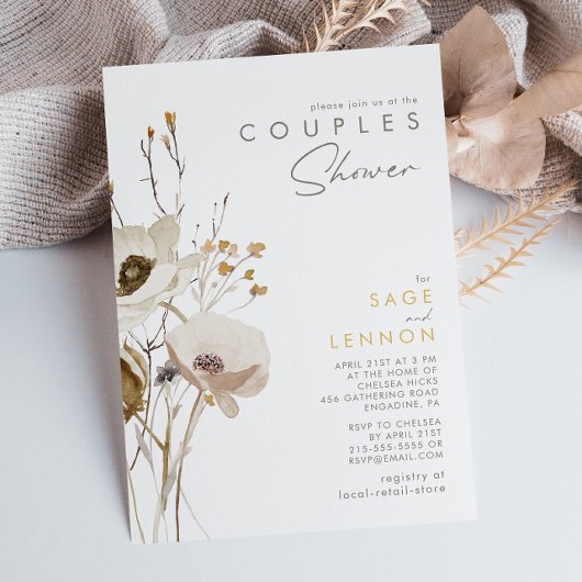 Whimsical Wildflower Couples Shower Invitation Kaart