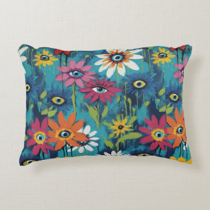 Whimsical Wildflower Daisies met ogen Accent Kussen