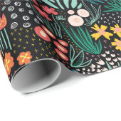 Whimsical Wildflower Dark Garden Folk Print Cadeaupapier (Rol Hoek)