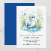 Whimsical Wildflower Duck Boy Baby shower Kaart (Voorkant / Achterkant)