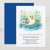 Whimsical Wildflower Duckling Boy Baby shower Kaart (Voorkant / Achterkant)