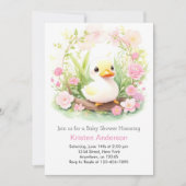 Whimsical Wildflower Duckling Meisje Baby shower Kaart (Voorkant)