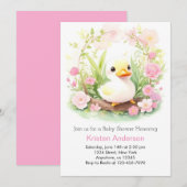 Whimsical Wildflower Duckling Meisje Baby shower Kaart (Voorkant / Achterkant)