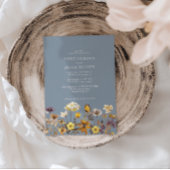 Whimsical Wildflower Dusty Blue Boho Wedding Kaart