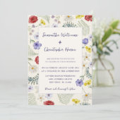 Whimsical Wildflower Ecru & Sage Wedding Kaart (Staand voorkant)