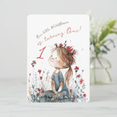 Whimsical Wildflower Een-jaar-oude verjaardag Kaart (Staand voorkant)