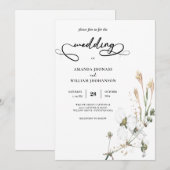 Whimsical Wildflower eenvoudige kalligrafie Bruilo Kaart (Voorkant / Achterkant)