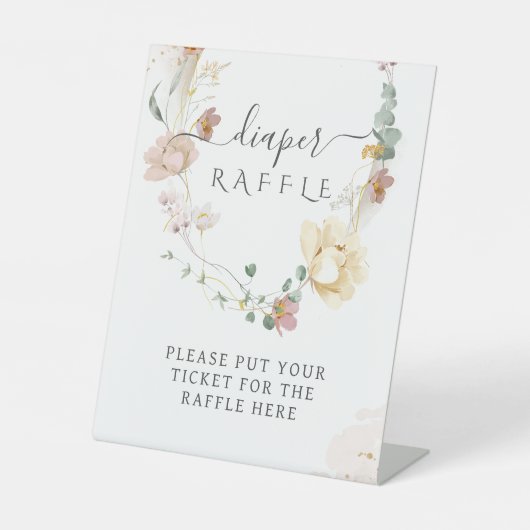 Whimsical Wildflower Elegant Baby shower Reclamebord Met Voetstuk (Voorkant)