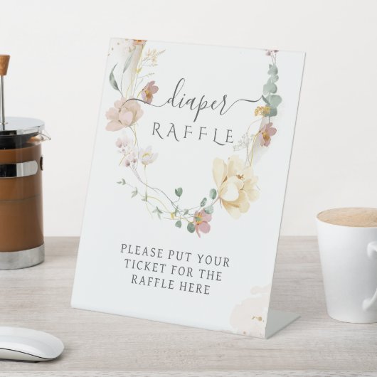 Whimsical Wildflower Elegant Baby shower Reclamebord Met Voetstuk (Insitu)