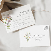 Whimsical Wildflower Elegant Bruiloft RSVP Kaart