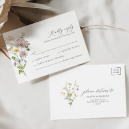 Whimsical Wildflower Elegant Bruiloft RSVP Kaart