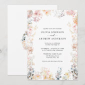 Whimsical Wildflower Elegante moderne bloemen brui Kaart (Voorkant / Achterkant)