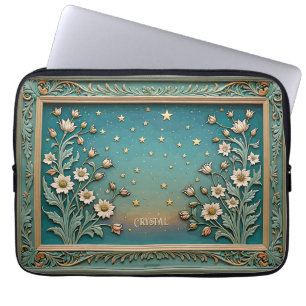 Whimsical Wildflower Evening Art Nouveau Blauwgroe Laptop Sleeve