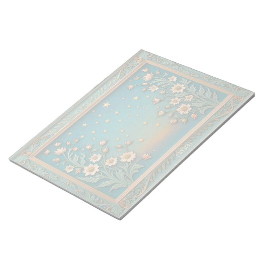 Whimsical Wildflower Evening Blauwgroen Prism Mono Notitieblok (Schuin)