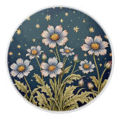 Whimsical Wildflower Evening Dusty Paarse Bloemen Keramische Knop (Voorkant)