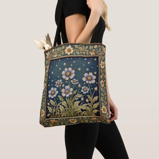 Whimsical Wildflower Evening Dusty Paarse Bloemen Tote Bag (Dichtbij)