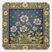 Whimsical Wildflower Evening Dusty Paarse Bloemen Vierkante Sticker (Voorkant)