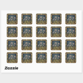 Whimsical Wildflower Evening Dusty Paarse Bloemen Vierkante Sticker
