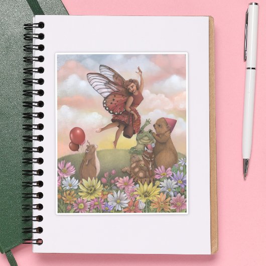 Whimsical Wildflower Fairy Farewell to the Animals Sticker