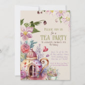 Whimsical Wildflower Fairytale Tea Party Kaart (Voorkant)