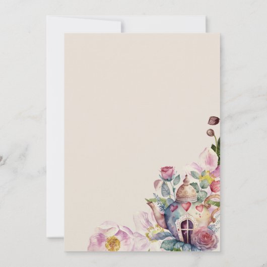 Whimsical Wildflower Fairytale Tea Party Kaart (Achterkant)