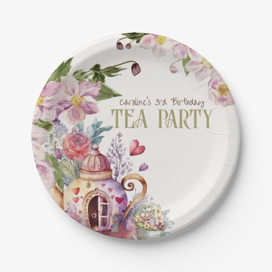 Whimsical Wildflower Fairytale Tea Party Papieren Bordje (Voorkant)