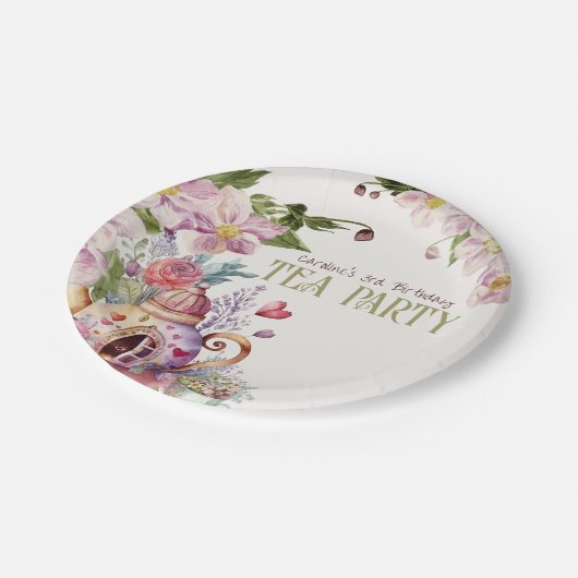 Whimsical Wildflower Fairytale Tea Party Papieren Bordje (Gekanteld)