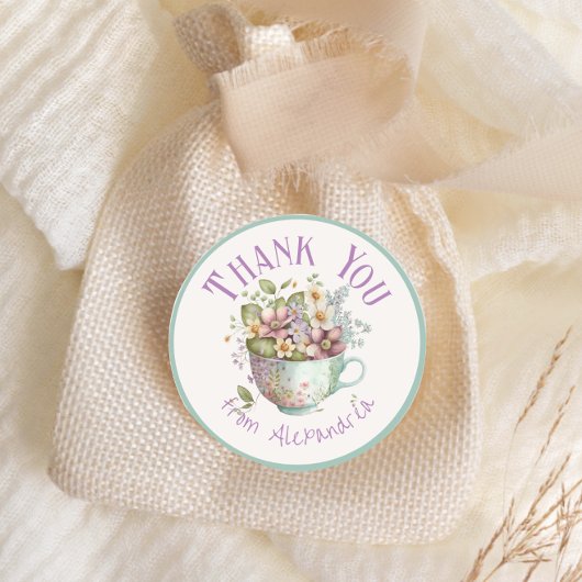 Whimsical Wildflower Fairytale Tea Party Ronde Sticker
