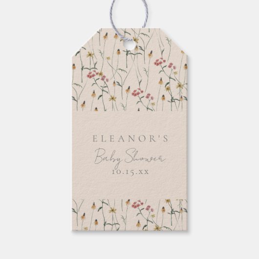 Whimsical Wildflower Floral Custom Baby Shower Cadeaulabel (Voorkant)
