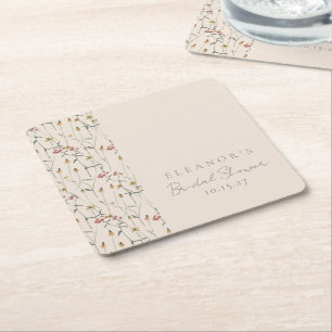 Whimsical Wildflower Floral Custom Vrijgezellenfee Kartonnen Onderzetters