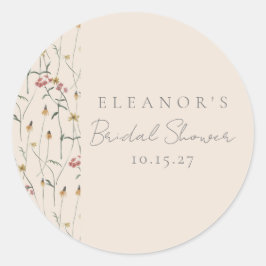 Whimsical Wildflower Floral Custom Vrijgezellenfee Ronde Sticker