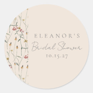 Whimsical Wildflower Floral Custom Vrijgezellenfee Ronde Sticker