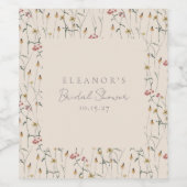 Whimsical Wildflower Floral Custom Vrijgezellenfee Wijn Etiket (Enkel label)