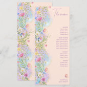 Whimsical Wildflower Floral Garden Bruiloft Douche Menu (Voorkant / Achterkant)