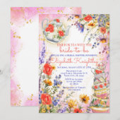 Whimsical Wildflower Floral Tea Vrijgezellenfeest Kaart (Voorkant / Achterkant)