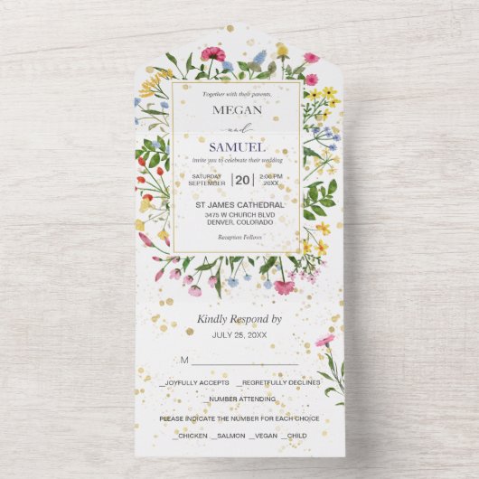 Whimsical Wildflower Foto Weddenschap All In One Uitnodiging (Binnen)