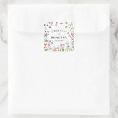 Whimsical Wildflower Garden Summer Boho Wedding Vierkante Sticker (Tas)
