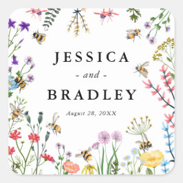 Whimsical Wildflower Garden Summer Boho Wedding Vierkante Sticker