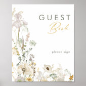 Whimsical Wildflower Gastboek Bord Poster (Voorkant)