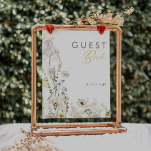 Whimsical Wildflower Gastboek Bord Poster